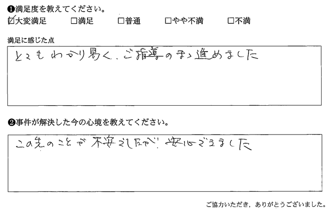 この先のことが不安でしたが、安心できました