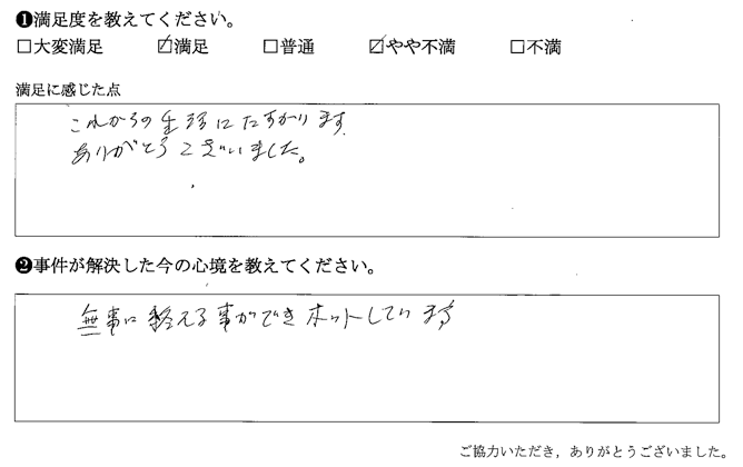 無事に終える事ができホットしています