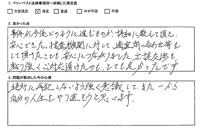 粘り強く示談交渉を対応して頂けた