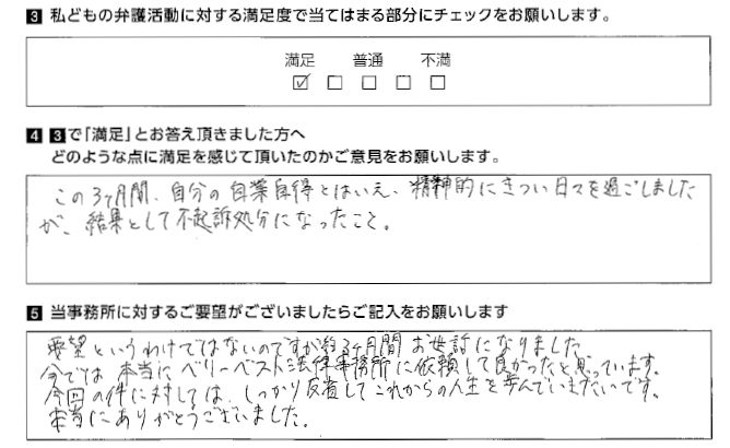 今では本当にベリーベスト法律事務所に依頼して良かったと思っています。