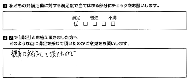 親身に対応して頂けた