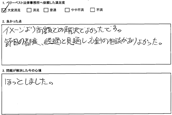 節目の都度、経過と見通し、方針の相談がありよかった